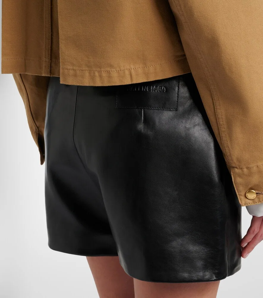 Кожаная юбка-шорты Balenciaga, черный — фото 4