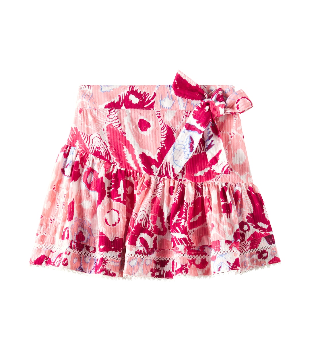 

Широкая хлопковая юбка Chantal с ярусами Poupette St Barth Kids, Pink Pencilleo