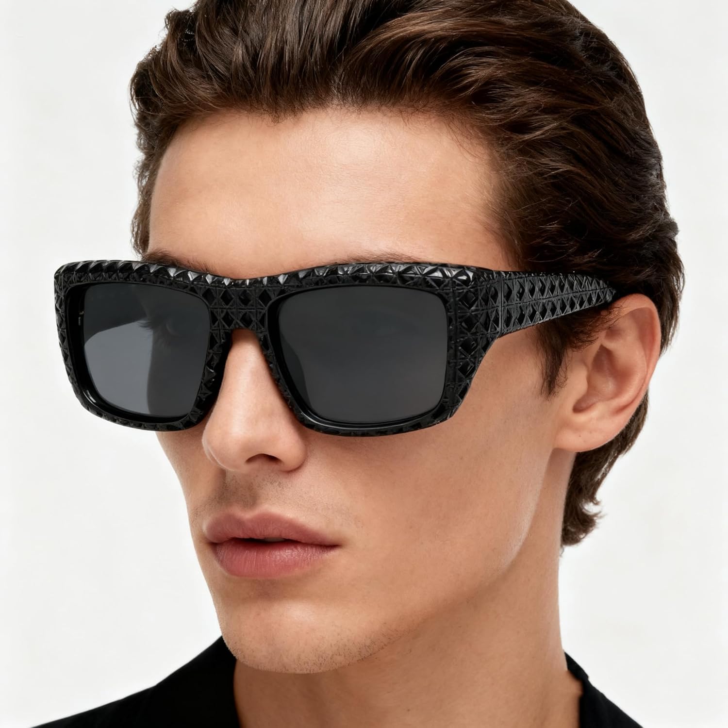 

Солнцезащитные очки Bullabulling в стиле ретро, ​​толстые квадратные, для мужчин и женщин, модные, массивные, прямоугольные, с защитой от УФ-излучения UV400, Clear Black