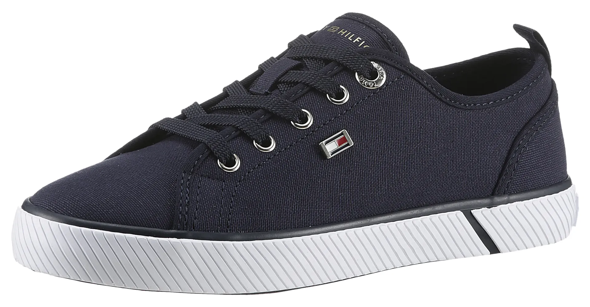 

Кроссовки на платформе Tommy Hilfiger "VULC CANVAS SNEAKER", повседневная обувь, полуботинки, шнуровка с практичной петлей для затягивания, синий