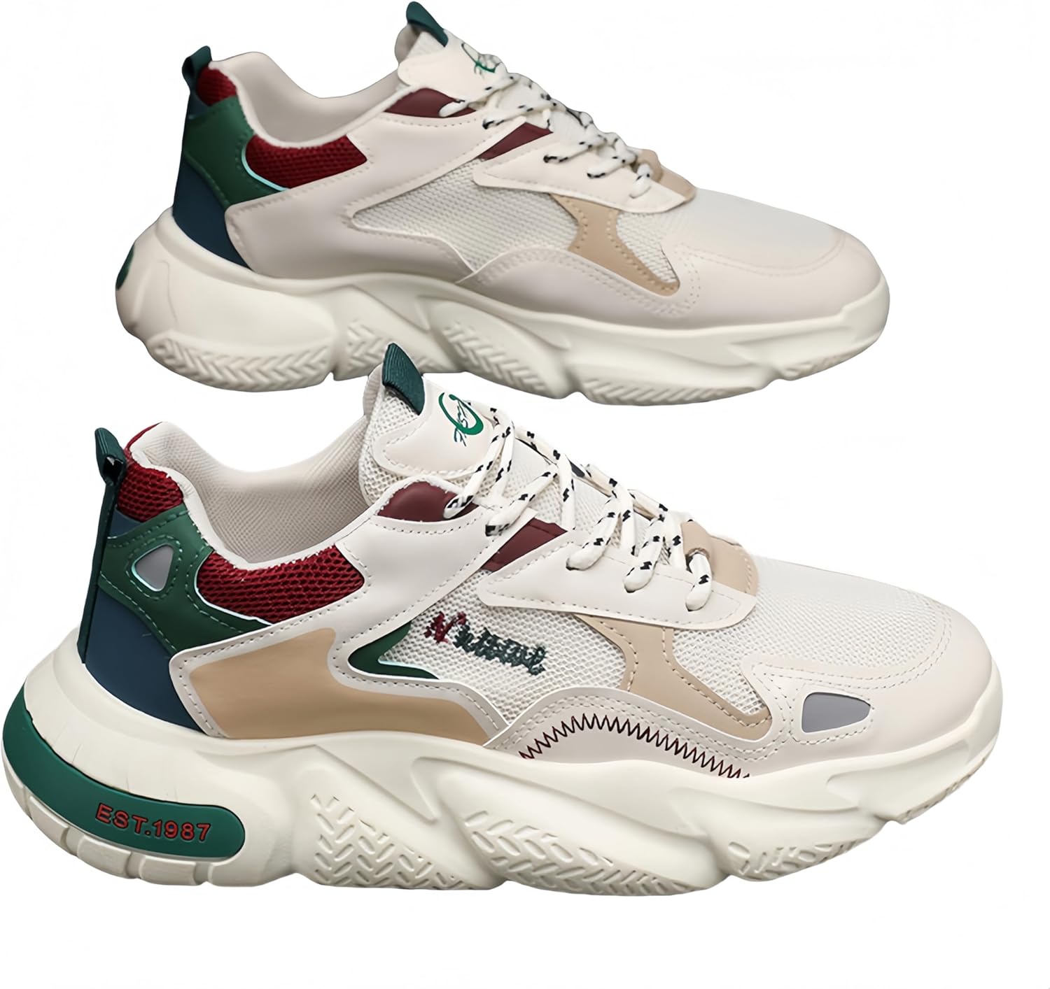 

Повседневные модные мужские кроссовки большого размера с легкой и противоскользящей подошвой, удобным и дышащим верхом из сетки. Подходят для бега и тренировок Clolinde, красный/бежевый