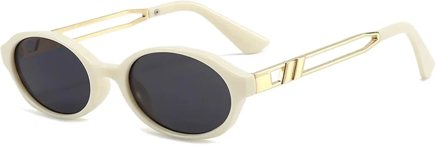 

Женские солнцезащитные очки овальной формы с защитой от УФ-излучения UV400, мужские солнцезащитные очки в стиле панк, чайно-зеленого цвета DSVIGF, Beige Grey