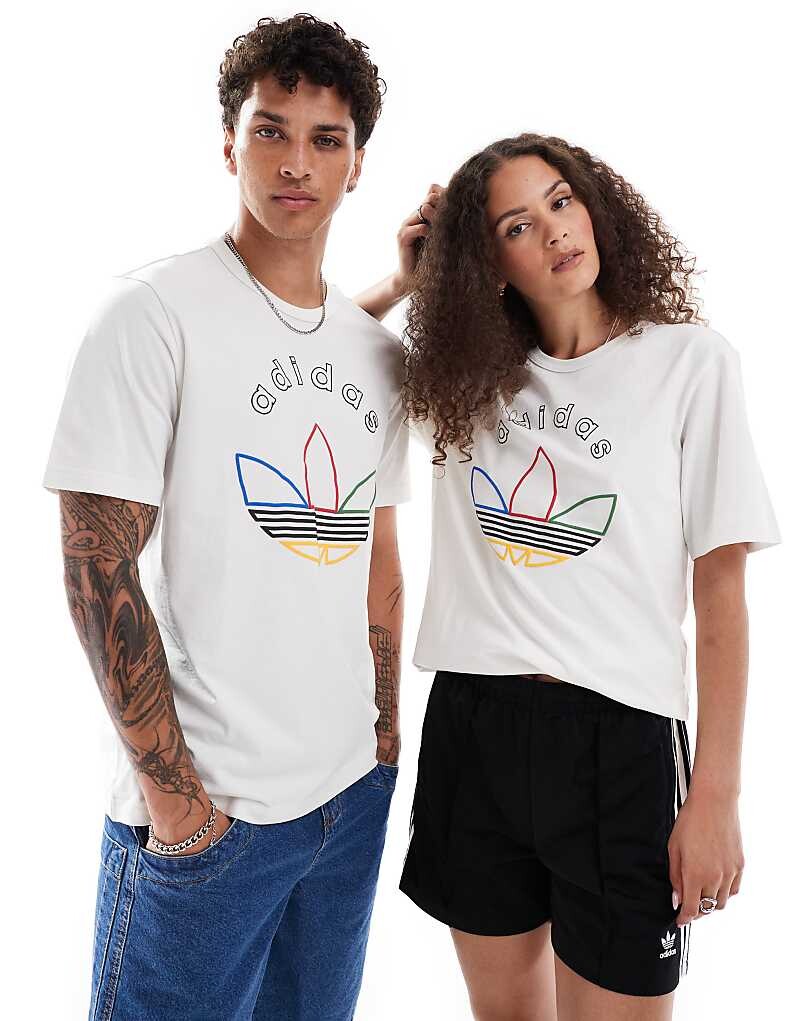 

Белая футболка унисекс с изображением трилистника adidas Originals