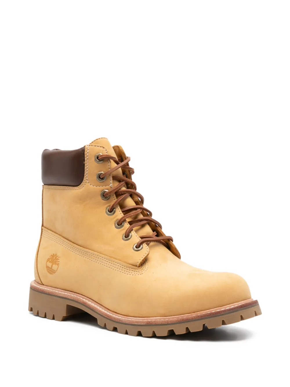 Ботинки из нубука на шнуровке с каблуком 35 мм Timberland, бежевый — фото 2