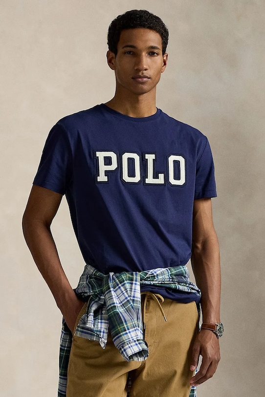 

Хлопковая футболка Polo Ralph Lauren, темно-синий