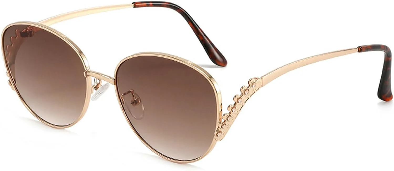 

Ретро-солнцезащитные очки «кошачий глаз» для женщин, модные овальные солнцезащитные очки в стиле 90-х, защита от УФ-излучения, металлическая оправа mincl, C2