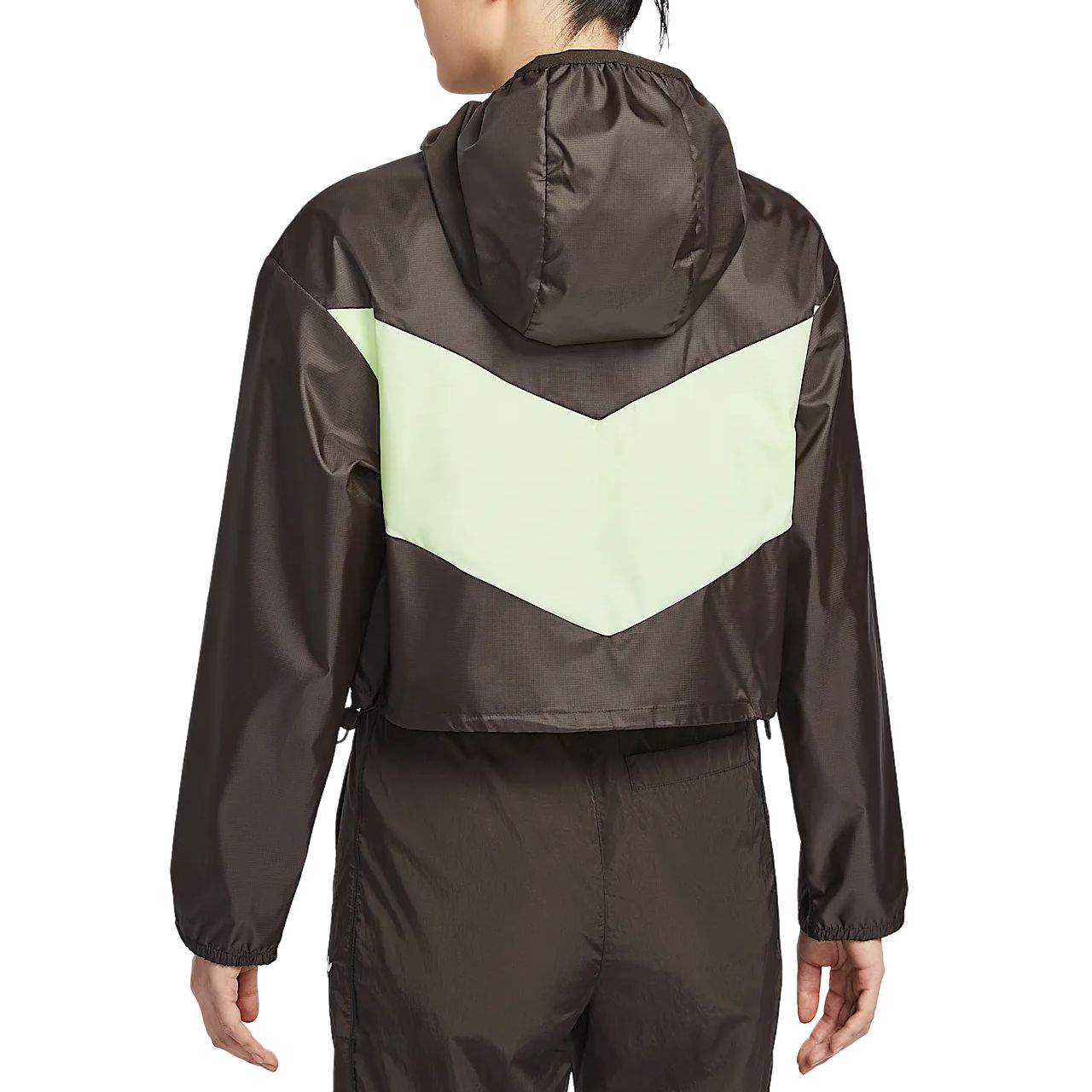 Nike Женская куртка спортивная бархатная, Satin Brown/Light Yellow Green/White — фото 4