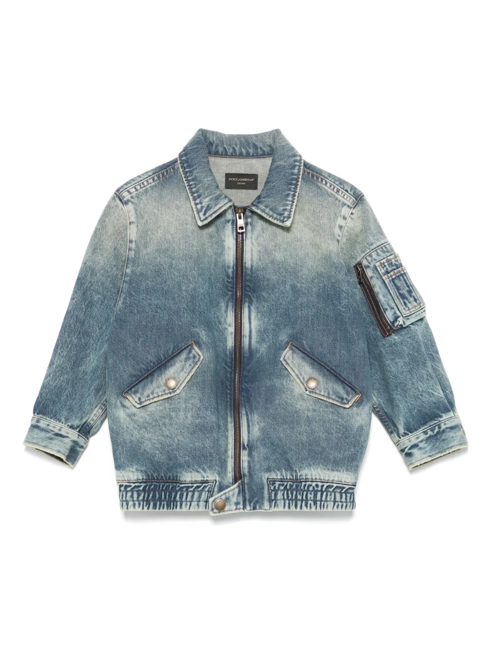 

Джинсовая куртка с логотипом Dolce & Gabbana Kids, синий