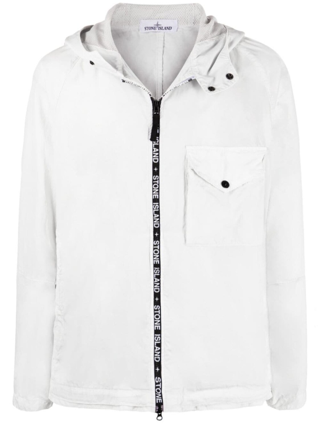 

Stone Island куртка на молнии с капюшоном и логотипом, серый