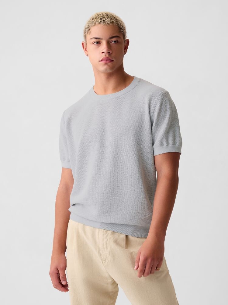 

Льняная трикотажная рубашка Gap, серый
