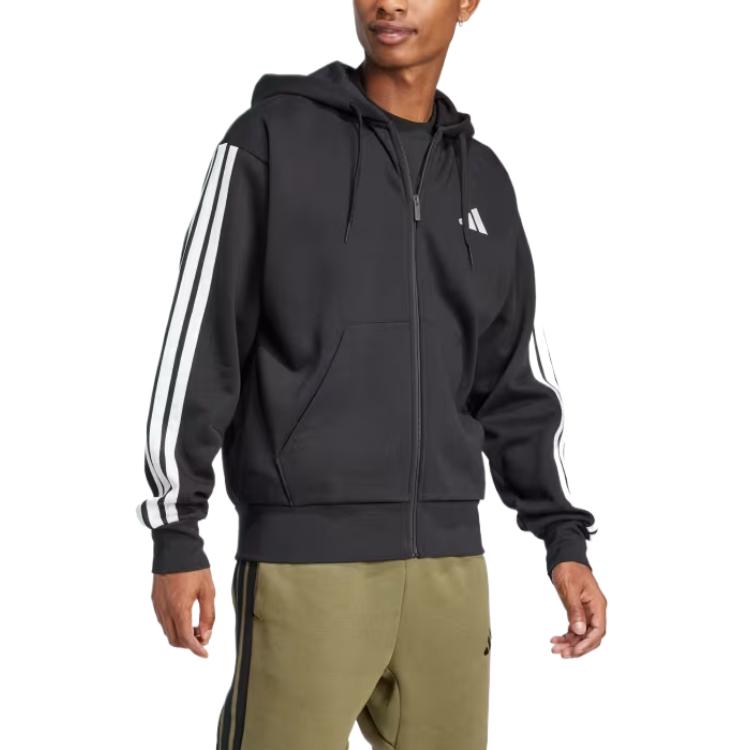 Толстовка Adidas Sportswear Essentials 3-Stripes Fleece, черный — фото 4