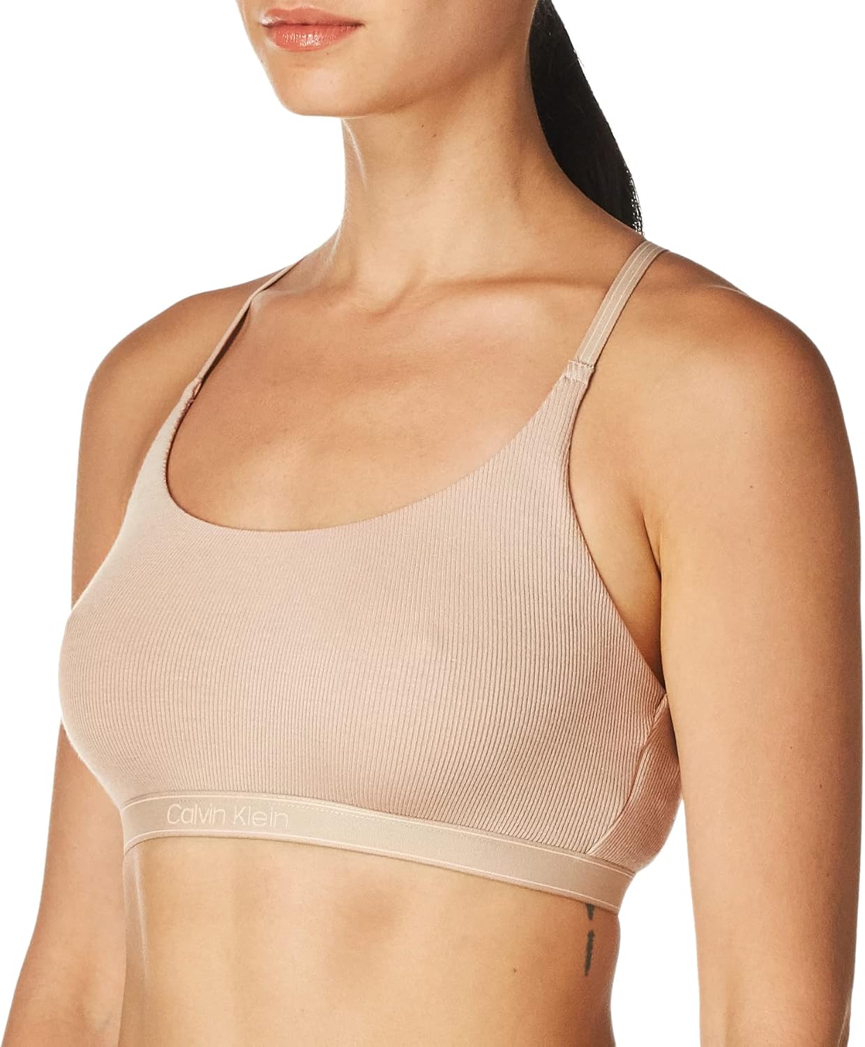 Женский бюстгальтер-бралетт Calvin Klein Pure Ribbed Natural Lift Unline, Honey Almond — фото 3