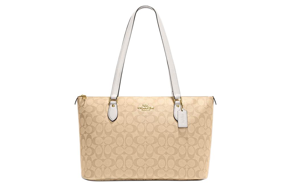 

COACH Женская большая сумка-тоут из галерейного холста с элементами переработанной кожи Светло-бежевая