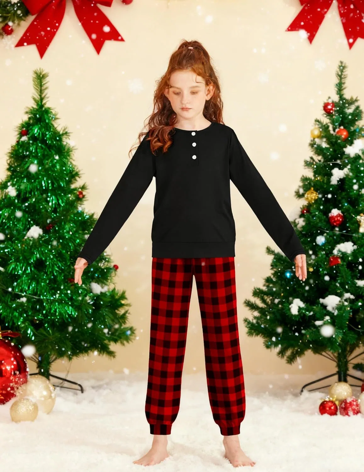 Детский спортивный костюм с длинным рукавом Arshiner, Black & Red Plaid — фото 2