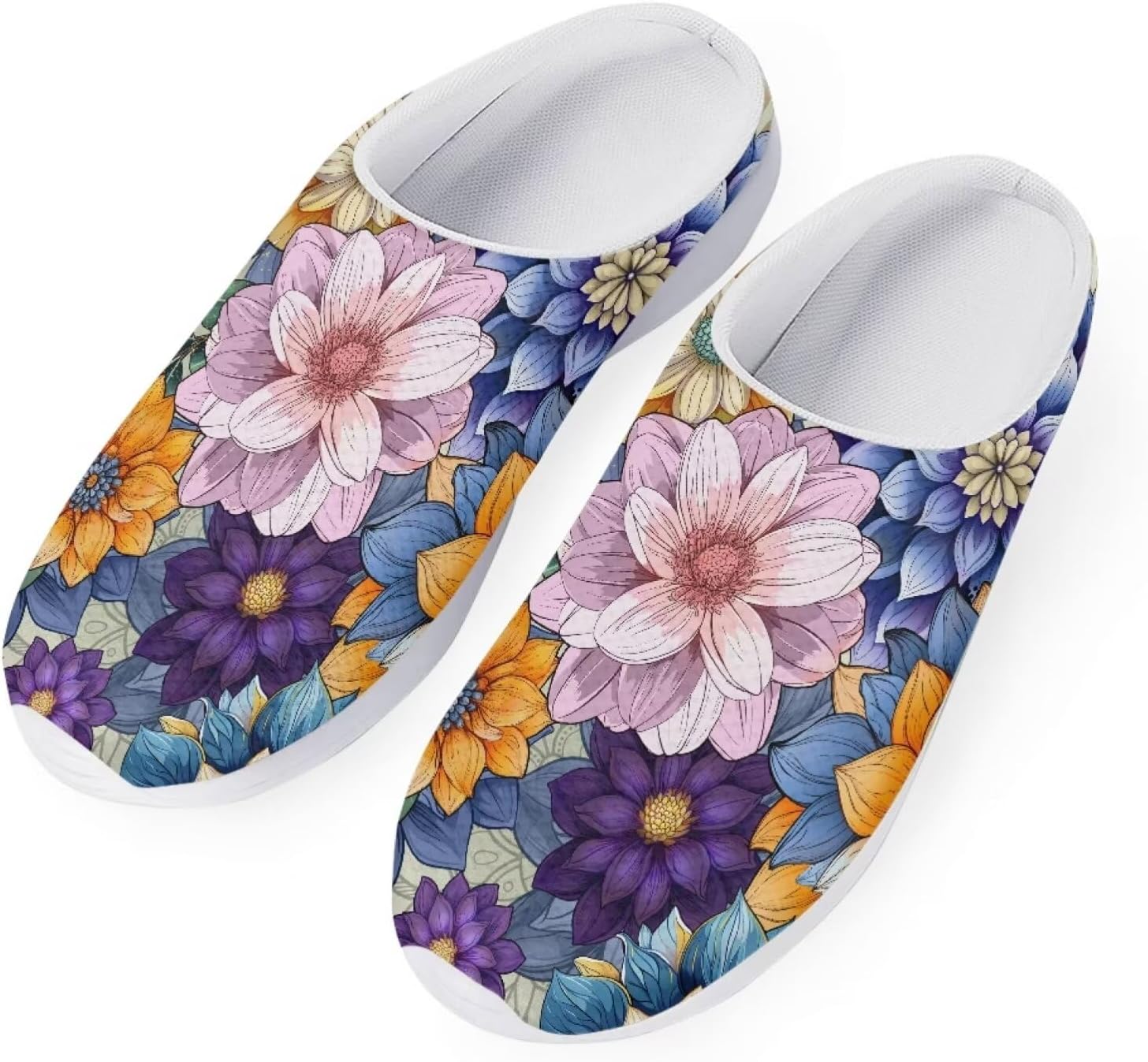 

Легкие платформенные туфли JoyLamoria, быстро сохнущие садовые сабо, прогулочные тапочки с резиновой подошвой, Boho Floral Blossoms