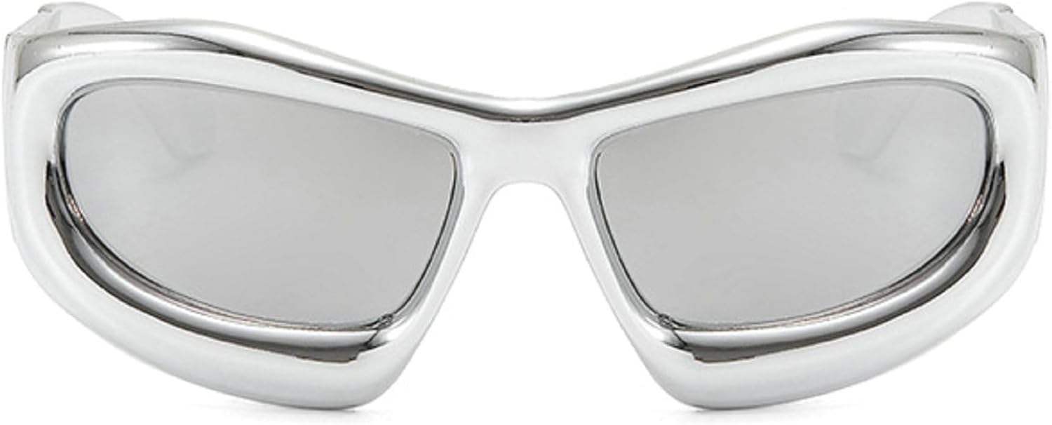 

Модные солнцезащитные очки с синими зеркальными линзами в стиле Y2K для женщин, винтажные большие солнцезащитные очки «кошачий глаз» для мужчин, хип-хоп панк очки, женские солнцезащитные очки mincl, Silver