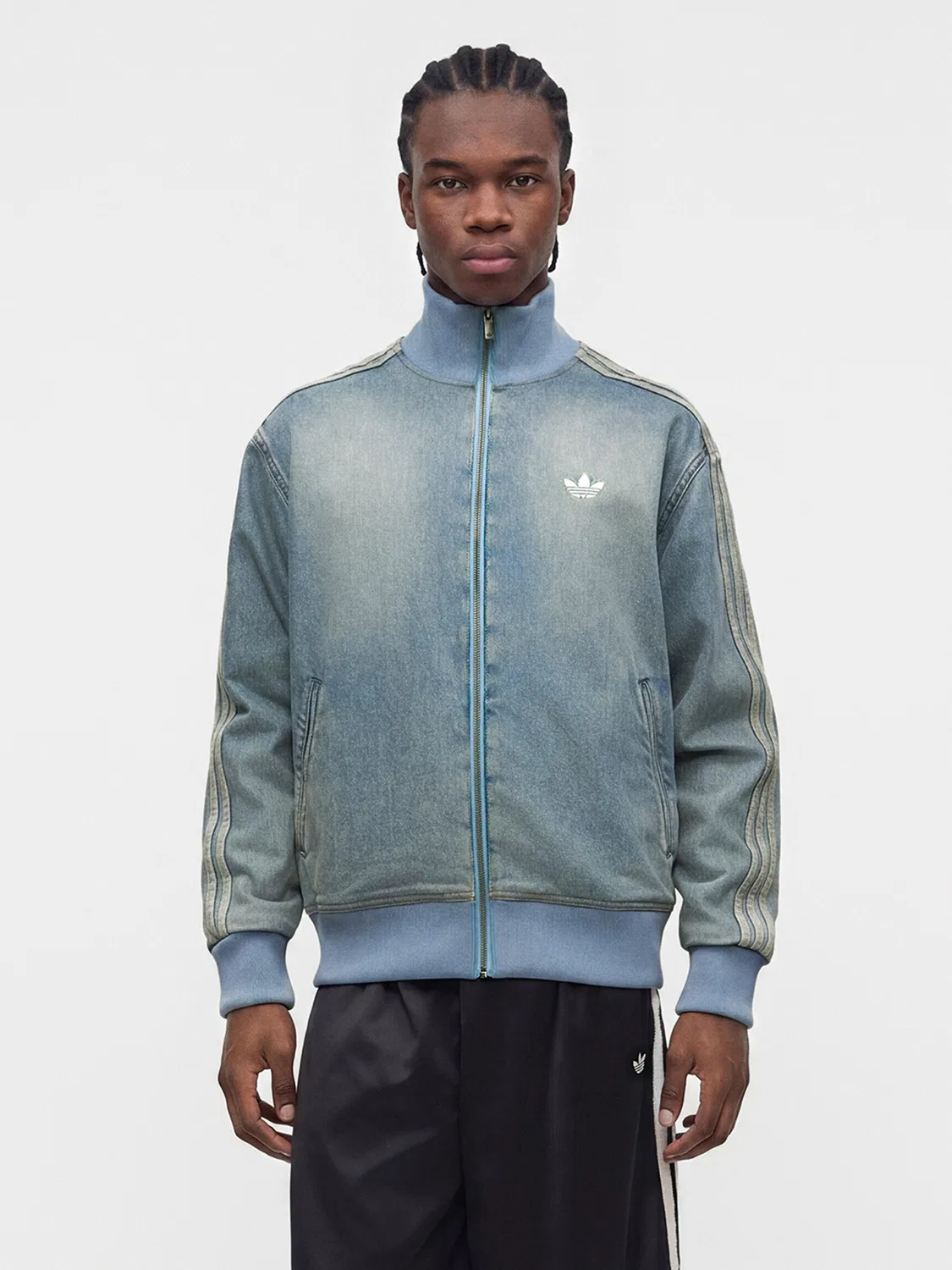 Джинсовая куртка Adidas Originals Between-Season Firebird Adicolor из синего денима — фото 2