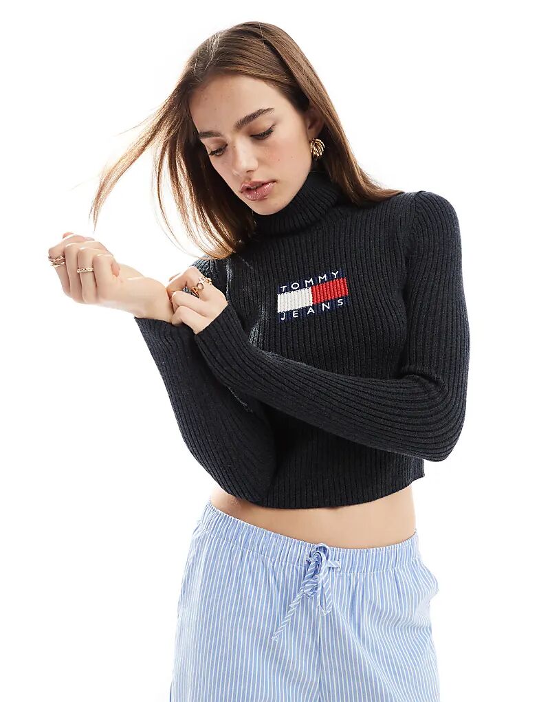 

Водолазка с длинными рукавами трикотажный топ черного цвета Tommy Jeans