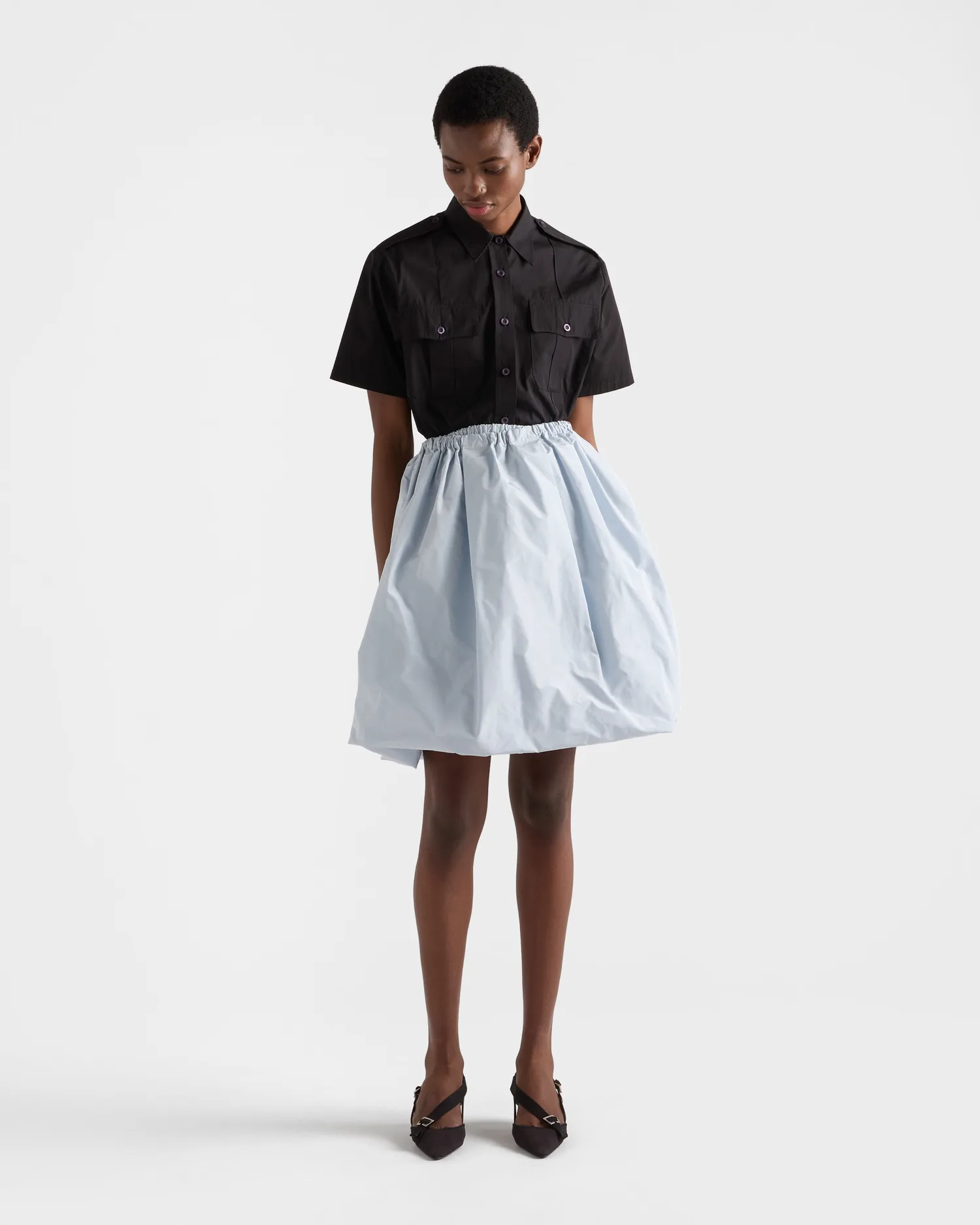 Юбка из технической тафты Prada, голубой — фото 2