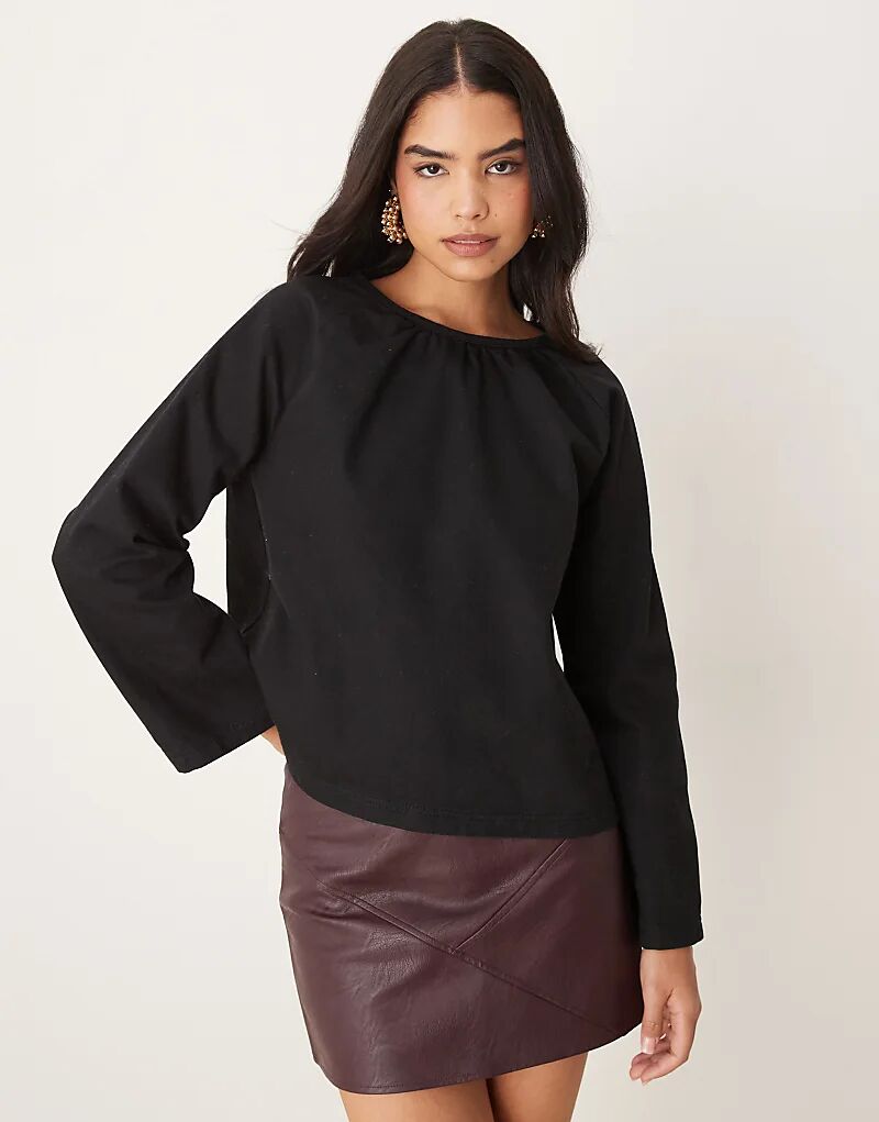 

Джинсовый топ с длинными рукавами реглан черного цвета ASOS DESIGN
