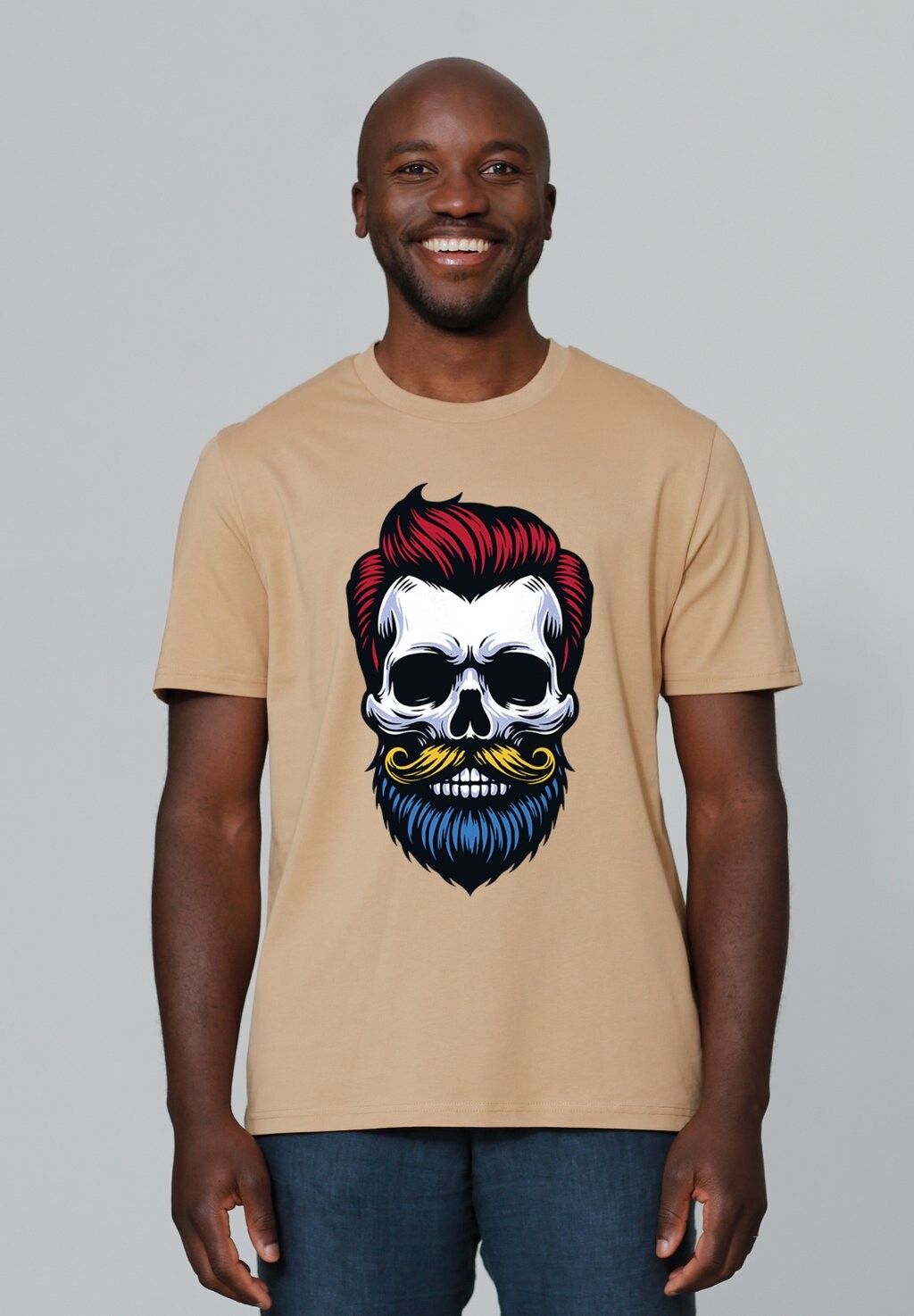 

Футболка с принтом HIPSTER SKULL watapparel, бежевый