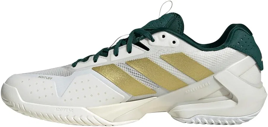 Кроссовки для тенниса Adidas Adizero Ubersonic 5, White/Gold Metallic/Collegiate Green — фото 3