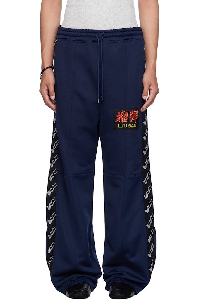 

Lu'U Dan Темно-Синие спортивные штаны с многослойной конструкцией