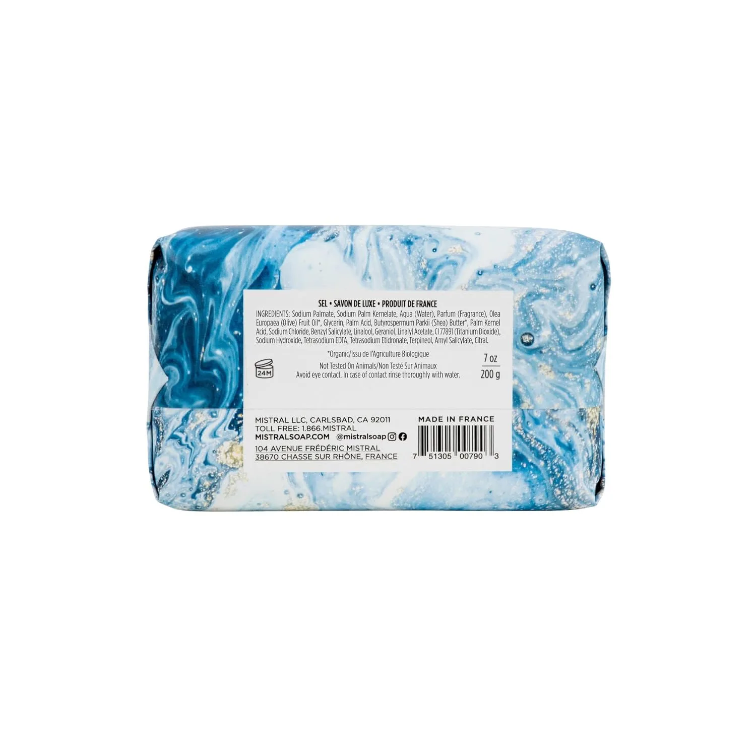 Мыло Mistral Marbles с маслом ши и солью, 7 унций. 198.45 г (1 шт.), blue — фото 2