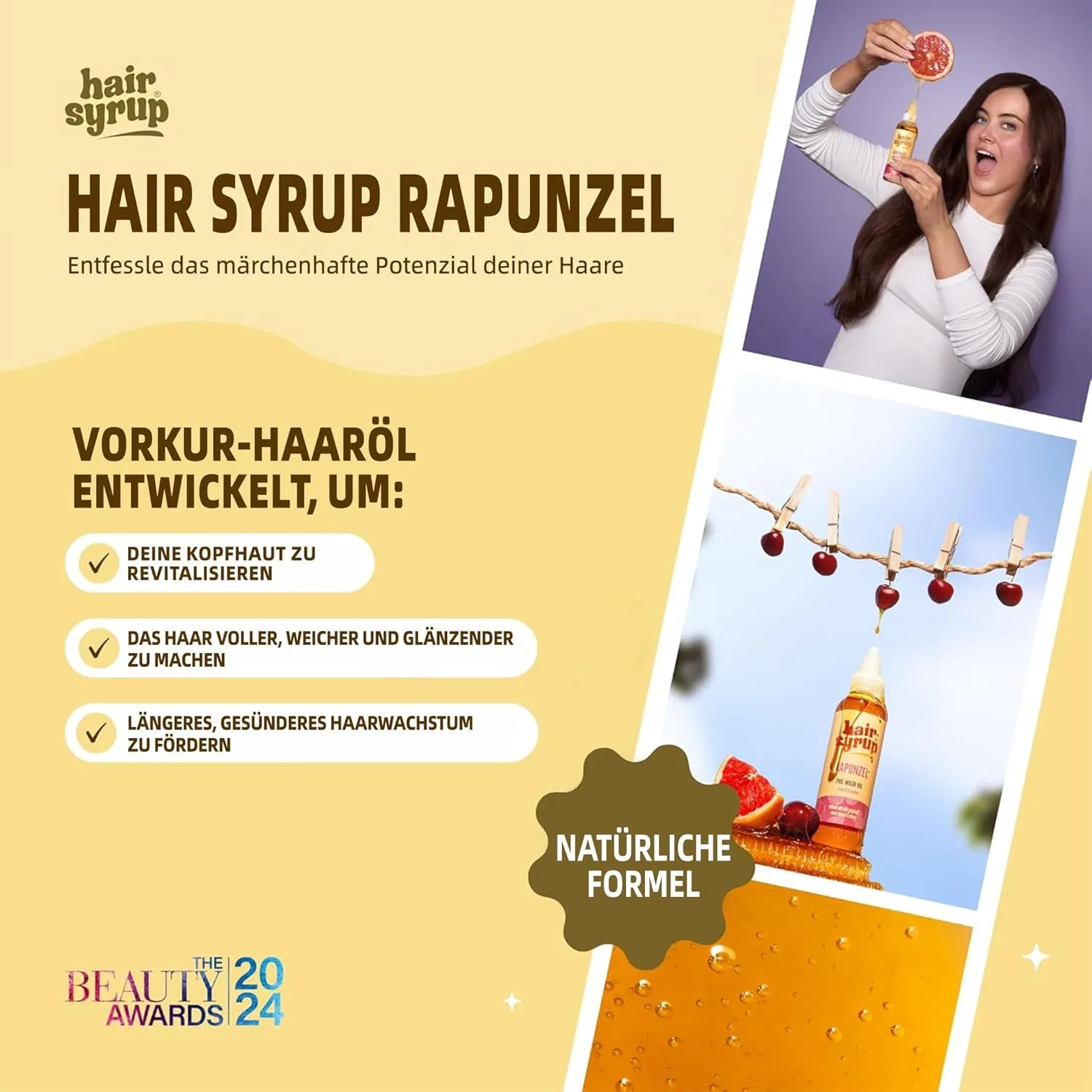 Масло для волос Hair Syrup Rapunzel Pre-Wash с розовым грейпфрутом, 300 мл Hair Syrup — фото 2