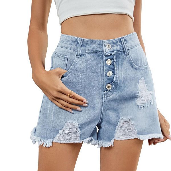 

Женские джинсовые шорты с потертостями и разрывами Yesfashion, Beige