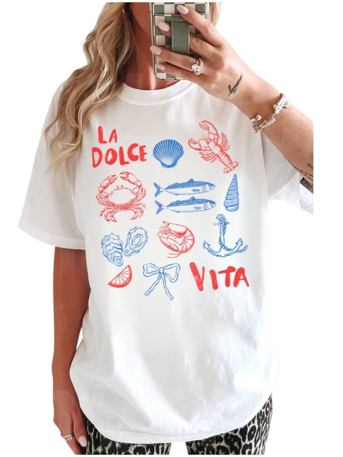 

Белая футболка La Dolce Vita с принтом Hrt & Luv