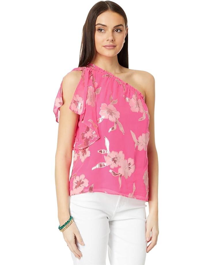 

Топ Lilly Pulitzer Sarahleigh One Shoulder Silk Blend, розовый