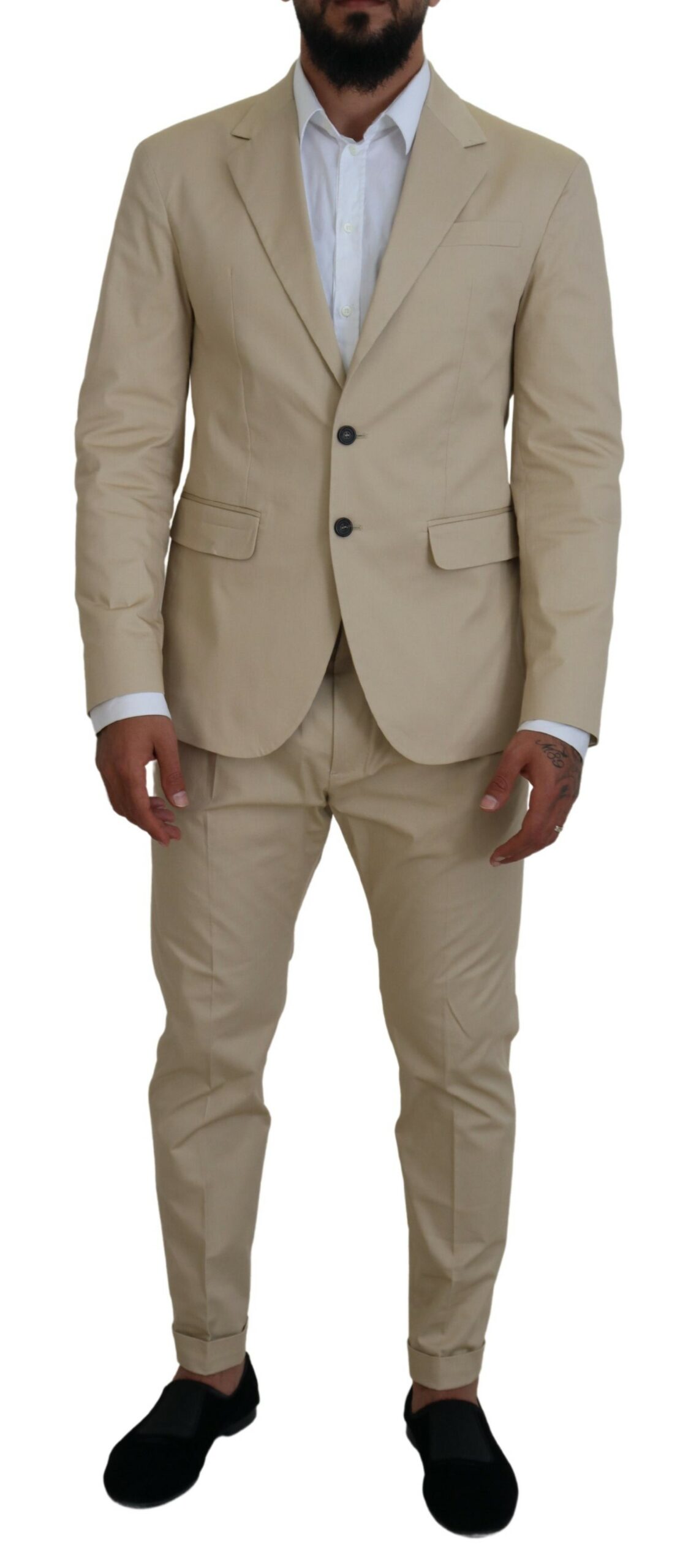 

Бежевый хлопковый однобортный костюм 2 шт CIPRO Dsquared2