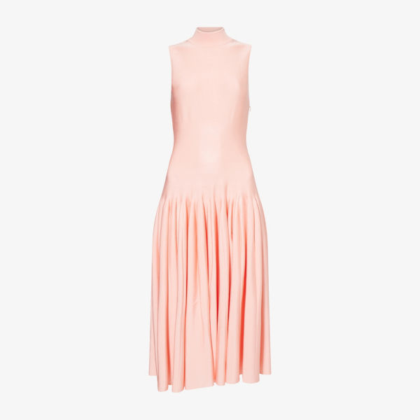 

Макси-платье с плиссированными вставками из трикотажа Alaia, цвет glycine