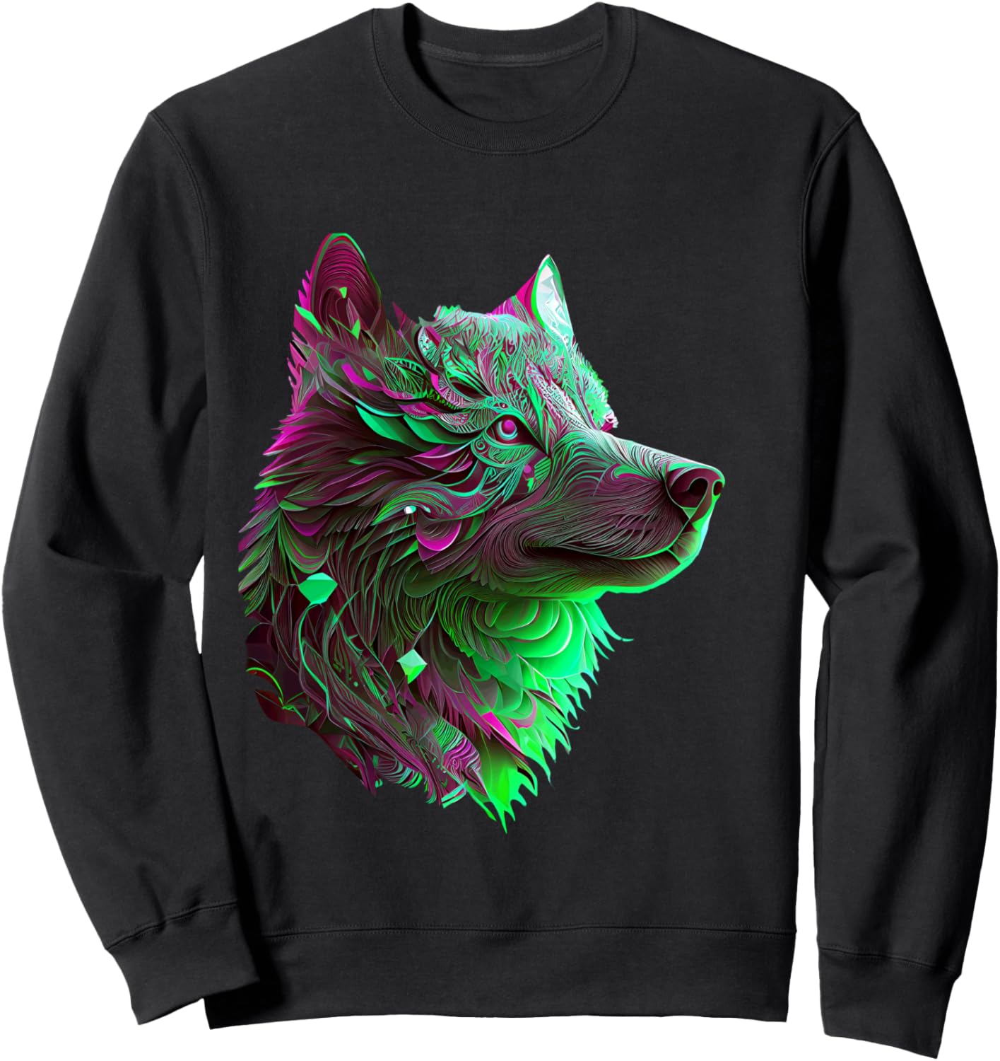 

Эфирная дикая природа, голова волка, яркая толстовка Vivid Abstract Wolf Spirit Artwork, черный