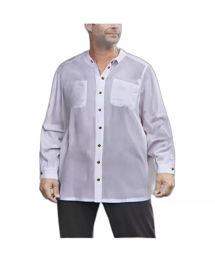 

Рубашка с воротником-стойкой Big & Tall из газы KingSize, белый