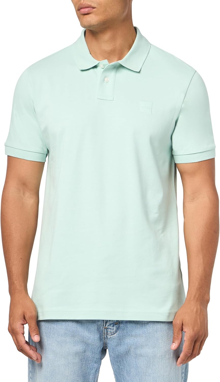 

BOSS Мужская поло с квадратным логотипом, приталенная, пике, Mint Green, Зеленый, BOSS Мужская поло с квадратным логотипом, приталенная, пике, Mint Green