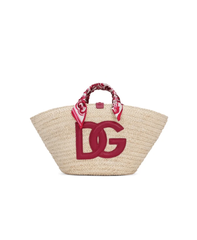 

Бордовая большая сумка из шелковой телячьей кожи Dolce & Gabbana, бежевый