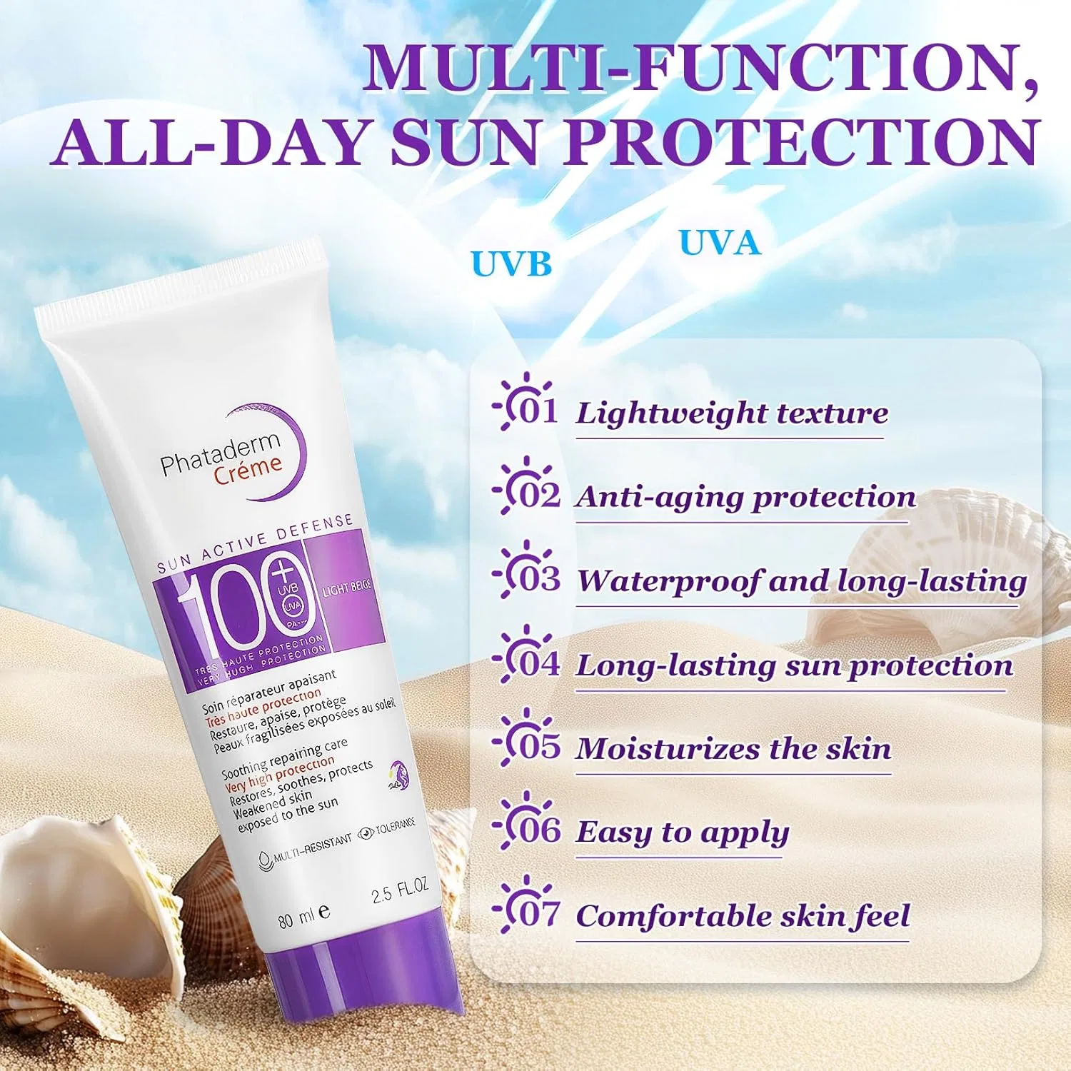 Солнцезащитный крем SPF 100 для лица и тела Allony, Purple — фото 2