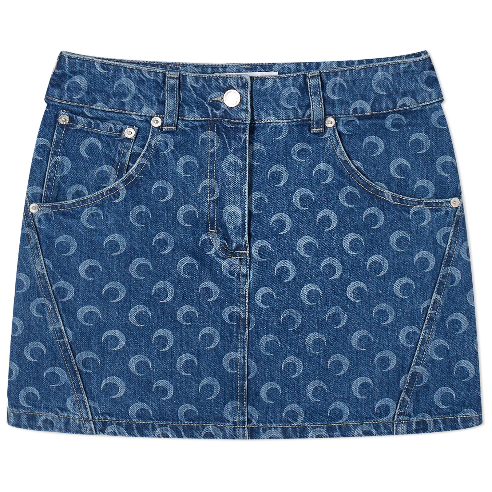 

Юбка мини Marine Serre Deadstock Denim Mini Skirt, синий