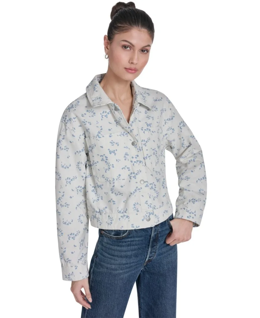 Женское пальто с отложным воротником и застежкой на пуговицы спереди Levi's, белый print
