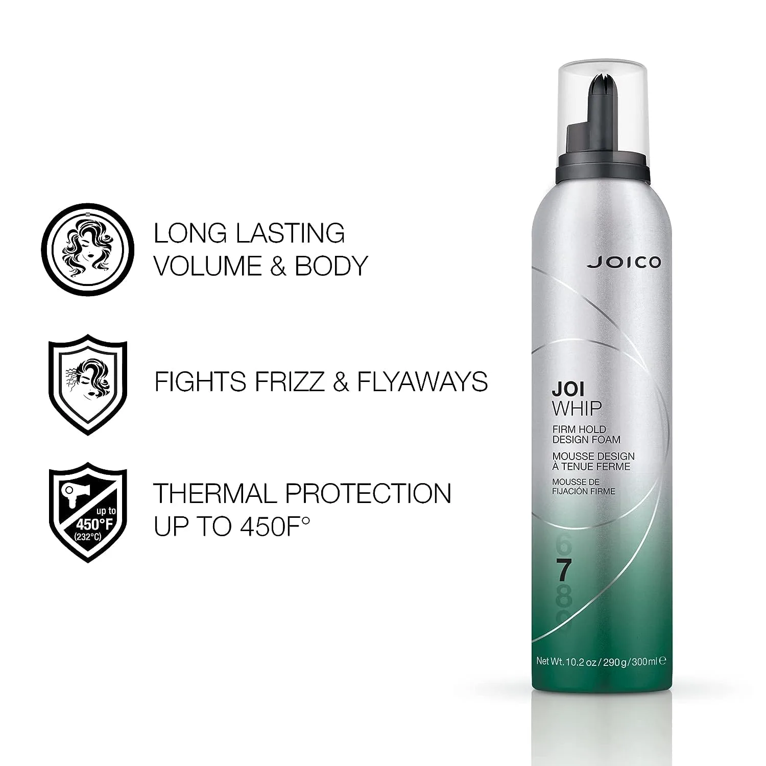 Пенка для укладки Joico JoiWhip Firm Hold Designing Foam придает объем и пышность, усиливает блеск, подходит для большинства типов волос. 2 упаковки — фото 3