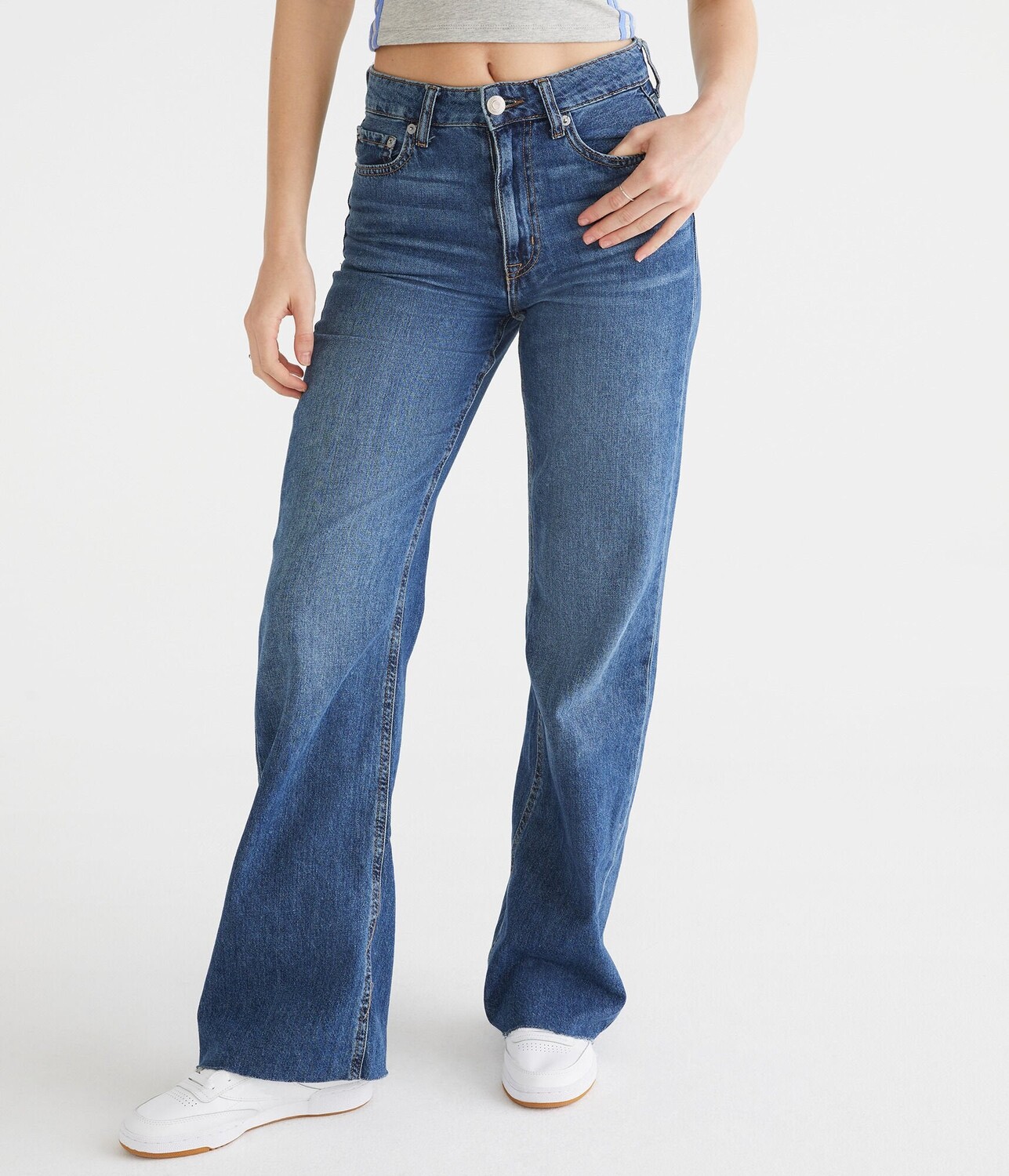 

Женские широкие джинсы Aeropostale 90-х годов с очень высокой посадкой***, цвет Dark Wash
