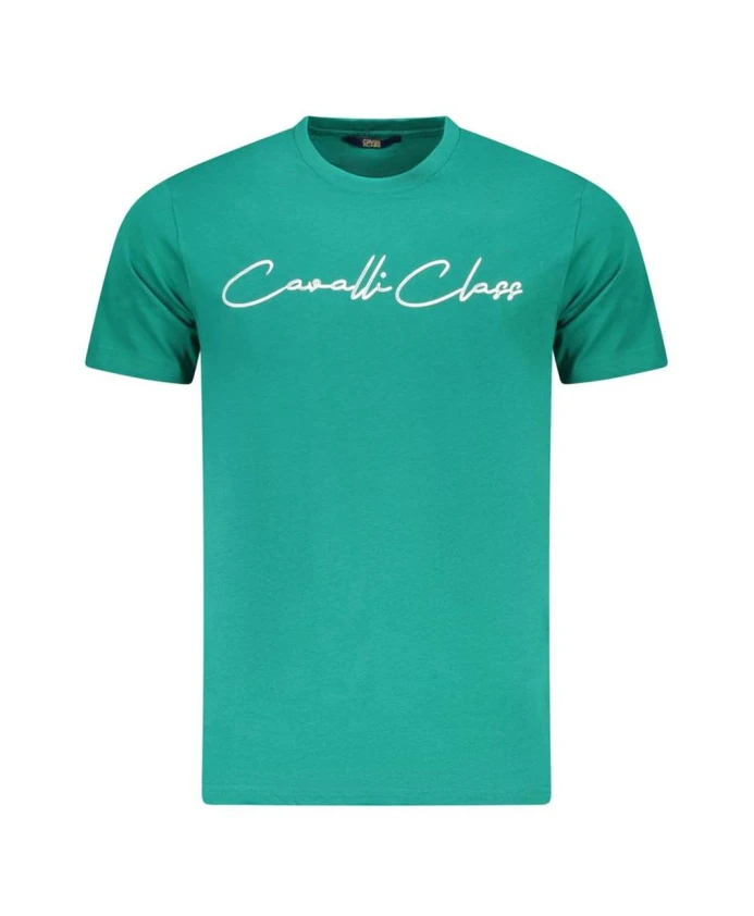 

Роскошная зеленая фирменная футболка с короткими рукавами Cavalli Class, зеленый