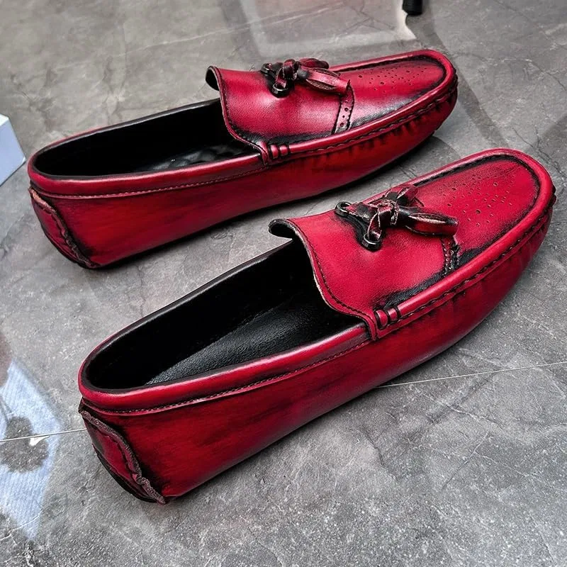 Лоферы с кисточкой, кожаные, Mens Loafers, Red SayfuR — фото 2
