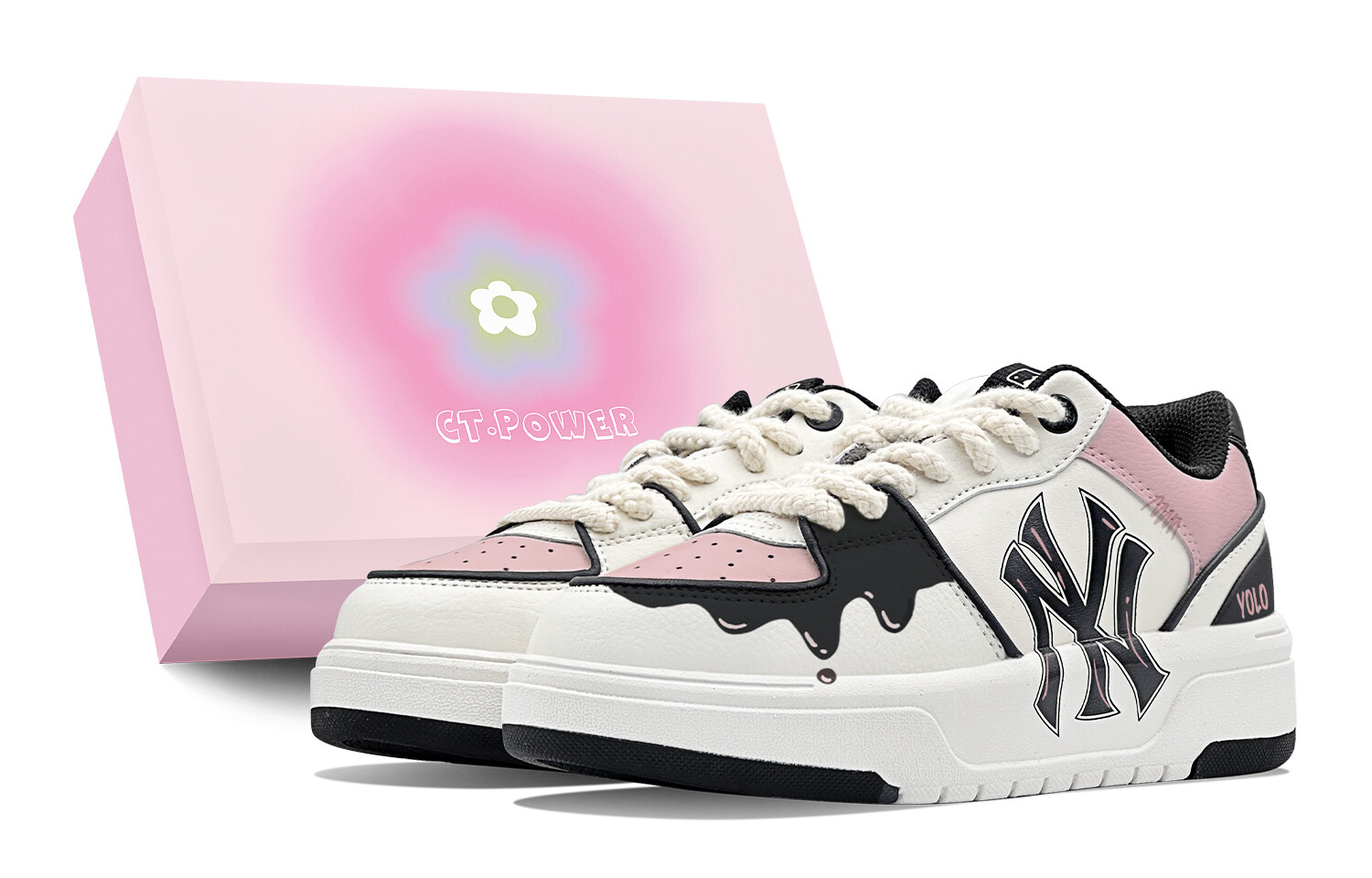

Кроссовки MLB Chunky Liner Skateboarding Shoes Unisex Low-top Black/white/pink, черный/розовый