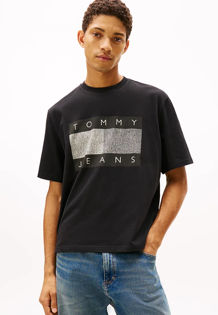 Футболка с потертым флагом, Tommy Jeans Tommy Hilfiger, черный