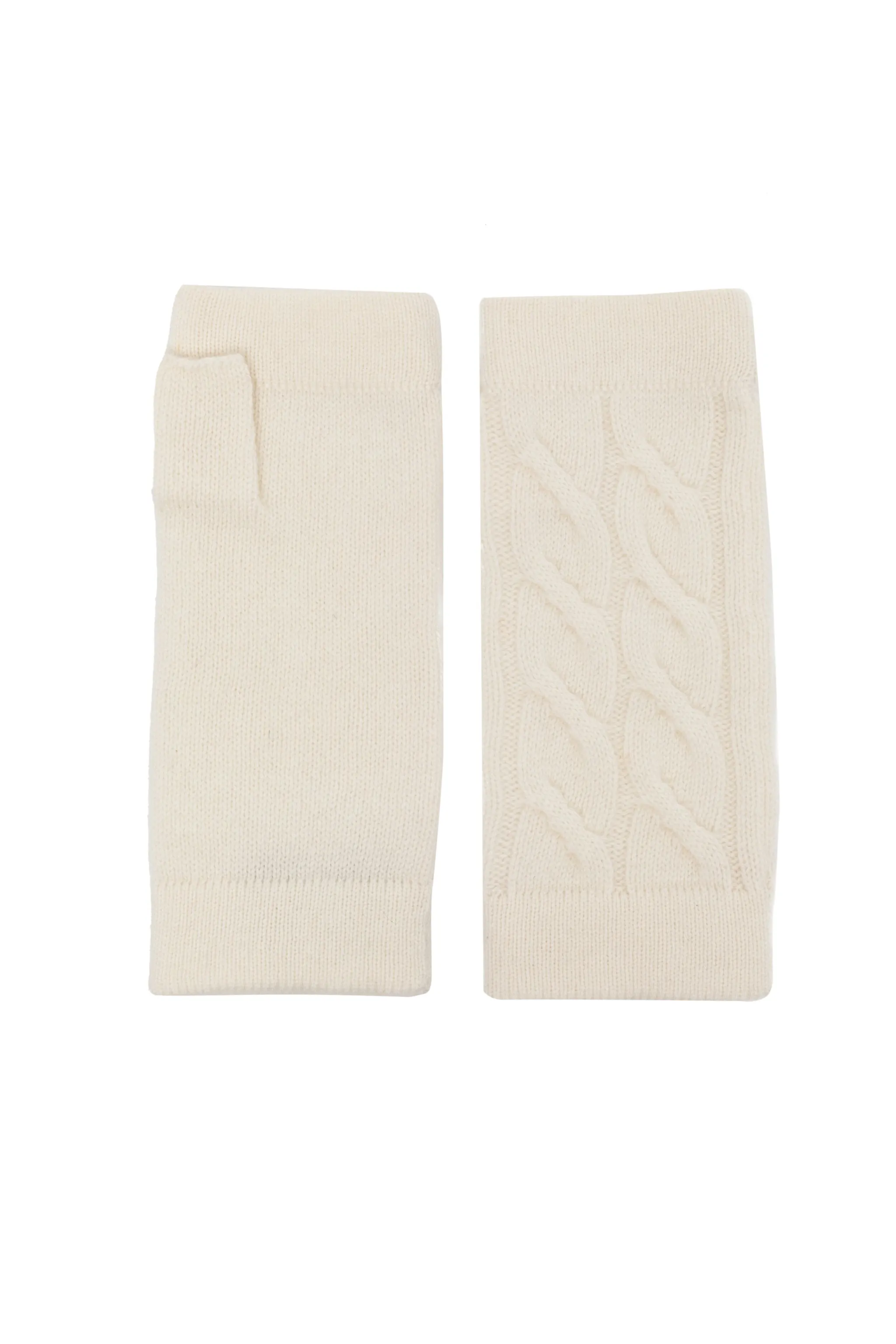 

Перчатки-митенки фактурной вязки N.Peal, белый