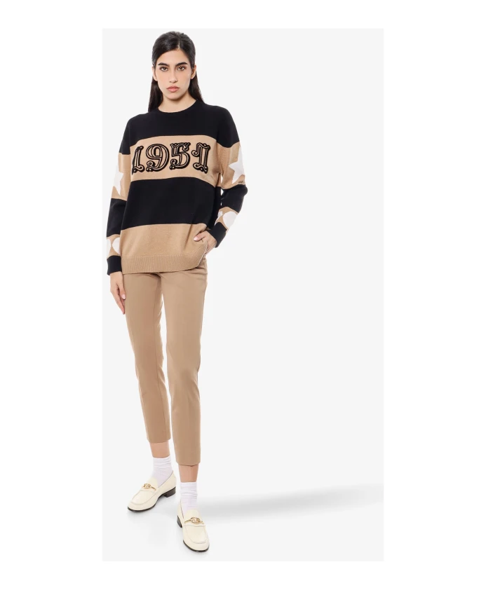 Бежевые брюки прямого кроя с эластичным поясом. Max Mara, бежевый — фото 3