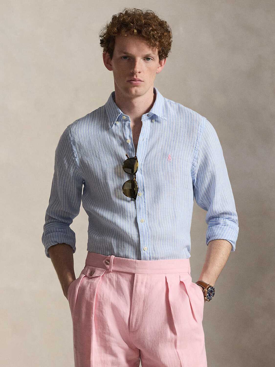 Polo Ralph Lauren Рубашка на пуговицах светлого голубого цвета Regular fit — фото 2